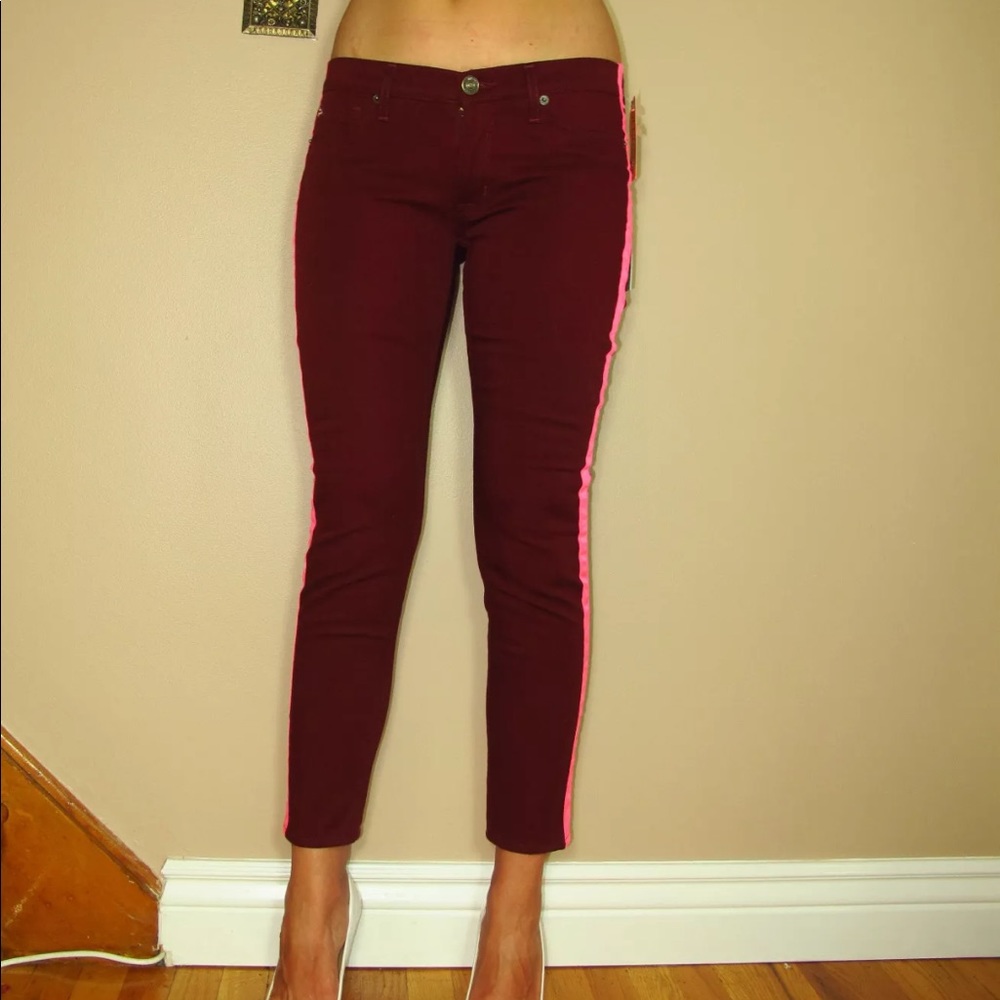 🆕 Hudson Loulou Red Skinny Jeans Side Striped Tuxedo 28 - Picture 2 of 8